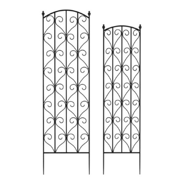 Nature Spring Garden Trellis for Climbing Plants with Decorative Scrolls for Plants, Flowers, Vines, Set of 2 359509ZDT